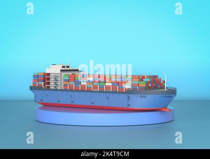 3d nave da carico o nave con container Foto Stock