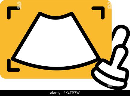 Test di sonografia ospedaliera, illustrazione, vettore su sfondo bianco. Illustrazione Vettoriale