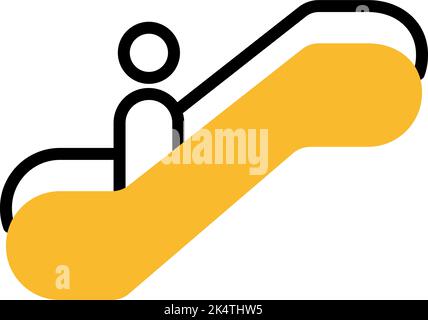 Scala mobile del centro commerciale, illustrazione, vettore su sfondo bianco. Illustrazione Vettoriale