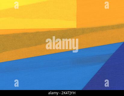 Pezzi di carta crespata trasparente uno sopra l'altro. Colori base: Arancione, giallo e blu. Inteso come sfondo Foto Stock