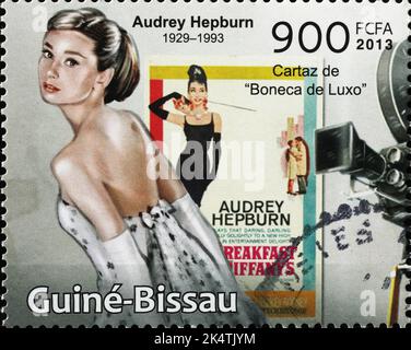 Audrey Hepburn nel film "Breakfast at Tiffany's" sul francobollo Foto Stock