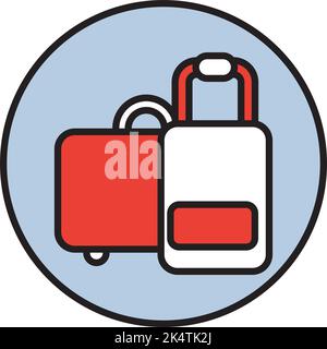 Borse da viaggio in aereo, illustrazione, vettore su sfondo bianco. Illustrazione Vettoriale