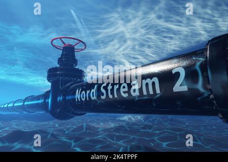 Gasdotto subacqueo Nord Stream 2 che attraversa il Mar Baltico e trasporta gas dalla Russia ai paesi dell'Unione europea Foto Stock