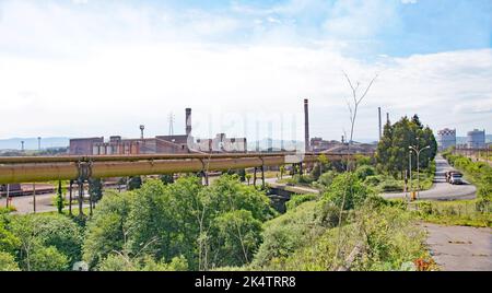 Paesaggio industriale a Gijón, Principato delle Asturie, Spagna, Europa Foto Stock