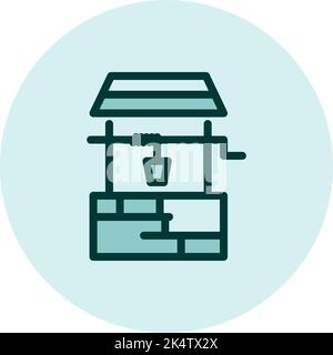 Pozzo di acqua di coltivazione, illustrazione, vettore su uno sfondo bianco. Illustrazione Vettoriale
