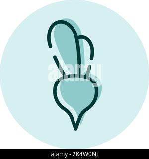 Ravanello fresco, illustrazione, vettore su sfondo bianco. Illustrazione Vettoriale