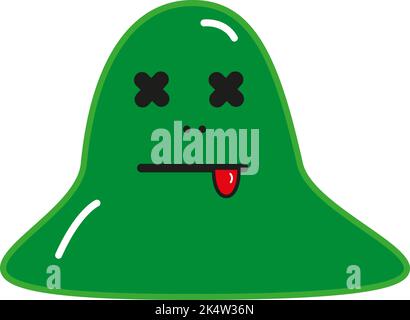 Mostro verde con lingua fuori, illustrazione, vettore su uno sfondo bianco. Illustrazione Vettoriale