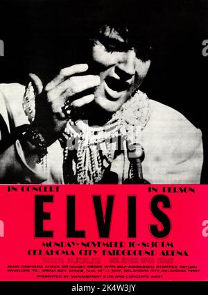 Elvis Presley 1970 Oklahoma City, OK Concert Handbill. Foto Stock