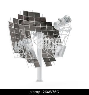 Il motore solare Stirling realistico 3D generato dal computer isolato su uno sfondo bianco verticale. Foto Stock