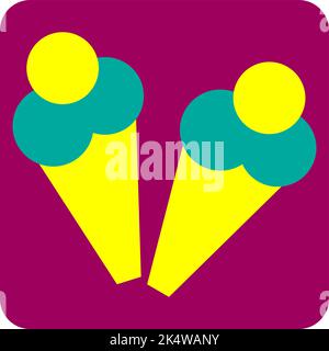 Due gelati in coni, illustrazione, vettoriali su sfondo bianco. Illustrazione Vettoriale