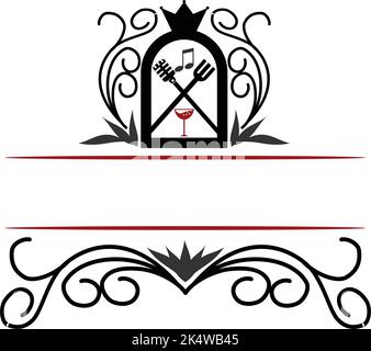 logo di intrattenimento musicale del ristorante dell'hotel Illustrazione Vettoriale