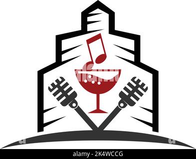 logo di intrattenimento musicale del ristorante dell'hotel Illustrazione Vettoriale