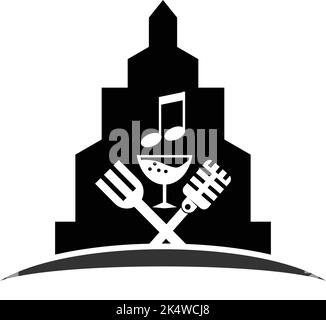 logo di intrattenimento musicale del ristorante dell'hotel Illustrazione Vettoriale