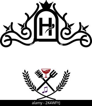 logo di intrattenimento musicale del ristorante dell'hotel Illustrazione Vettoriale