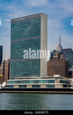 La sede centrale delle Nazioni Unite, Manhattan, New York, Stati Uniti d'America Foto Stock