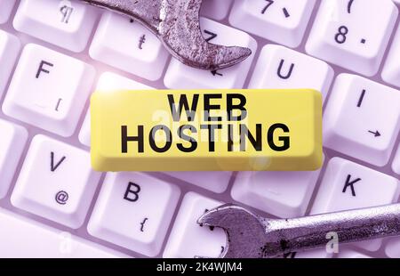 Visualizzazione concettuale Web Hosting. Attività concettuale di fotografia che consente l'accesso a un server per memorizzare i dati in un sito Web Foto Stock