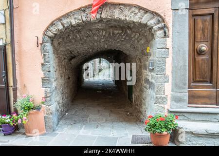 Vista di un particolare del paese di Fiumalbo Foto Stock