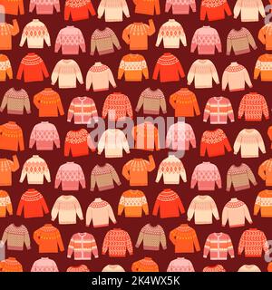 Pullover invernali in lana lavorato a maglia vettore modello senza cuciture Illustrazione Vettoriale