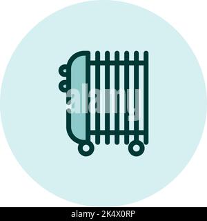 Riscaldatore per elettronica domestica, illustrazione, vettore su sfondo bianco. Illustrazione Vettoriale