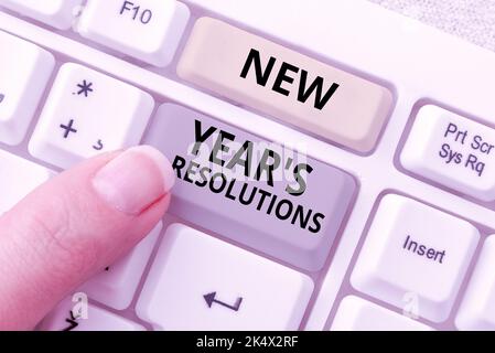 Ispirazione che mostra i propositi di Capodanno. Vetrina aziendale riflesso degli obiettivi, del piano e della motivazione per il prossimo anno Foto Stock