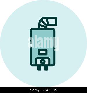 Impianto di riscaldamento elettronico domestico, illustrazione, vettore su sfondo bianco. Illustrazione Vettoriale