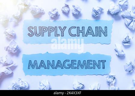 Scrittura del testo Supply Chain Management. Aspetti di business showcase dei moderni e intelligenti processi logistici aziendali Foto Stock