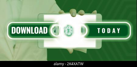 Testo che mostra Inspiration Download. Parola per atto o istanza di trasferimento di qualcosa in un'altra posizione Foto Stock