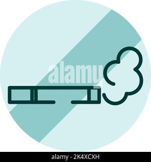 Segnale di avvertenza divieto di fumo, illustrazione, vettore su sfondo bianco. Illustrazione Vettoriale