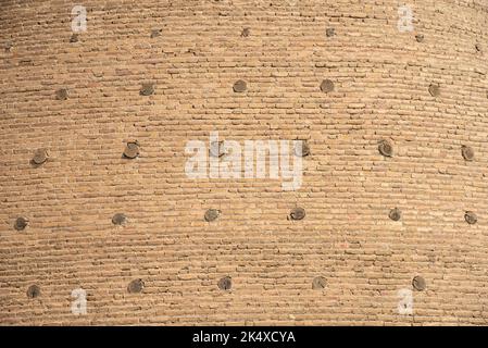 Frammento del muro della vecchia fortezza di Arca primo piano, Bukhara, Uzbekistan Foto Stock