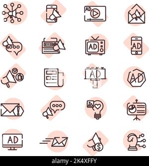 Annunci sociali, illustrazione, vettore su sfondo bianco. Illustrazione Vettoriale