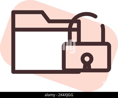 Cartella privata bloccata, illustrazione, vettore su sfondo bianco. Illustrazione Vettoriale
