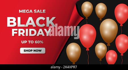 immagine banner vendita orizzontale black friday Illustrazione Vettoriale