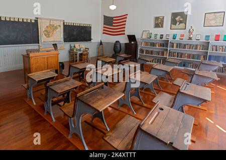 Beckley, West Virginia - edifici storici sono in mostra nel campo del carbone presso la miniera di carbone di Beckley Exhibition. Questa era una scuola di proprietà dell'azienda in lui Foto Stock