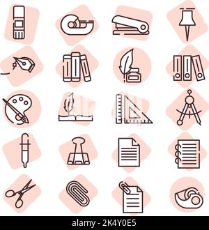 Cancelleria, illustrazione, vettore su sfondo bianco. Illustrazione Vettoriale