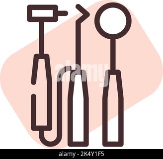 Strumenti dente, illustrazione, vettore su sfondo bianco. Illustrazione Vettoriale