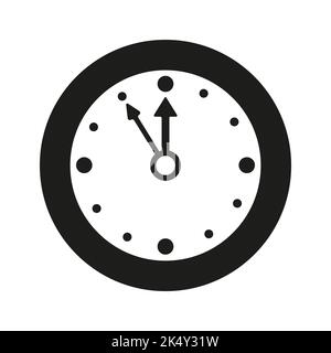 Logo o icona a forma di orologio in bianco e nero vettoriale Illustrazione Vettoriale