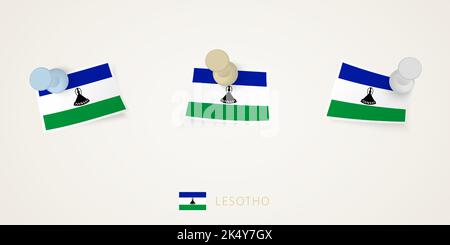 Bandiera di Lesotho in forme diverse con angoli attorcigliati. Vista dall'alto dei puntini vettoriali. Allarme impostato. Illustrazione Vettoriale