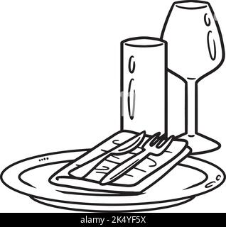 Tavolo di ricevimento - pagina da colorare isolata per bambini Illustrazione Vettoriale