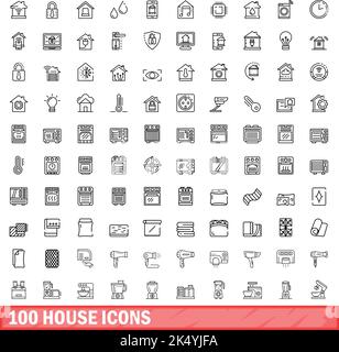 100 icone della casa impostate. Illustrazione di 100 icone di casa vettore set isolato su sfondo bianco Illustrazione Vettoriale