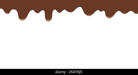 Bordo gocciolatoio di cioccolato. Illustrazione di alimenti vettoriali con glassa di cioccolato fuso. Illustrazione Vettoriale