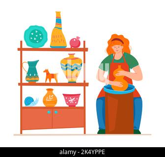 Ceramica e tempo libero - poster vettoriale di colore moderno Illustrazione Vettoriale