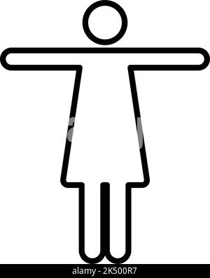 Donna a braccia aperte icona vettore femmina persona con mani sollevate simbolo in un pittogramma glifo illustrazione Illustrazione Vettoriale