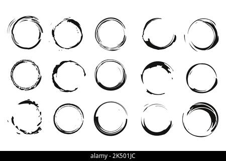 Set di vettore cerchi neri. Macchie nere su sfondo bianco isolato. Spot per la progettazione di grunge Illustrazione Vettoriale