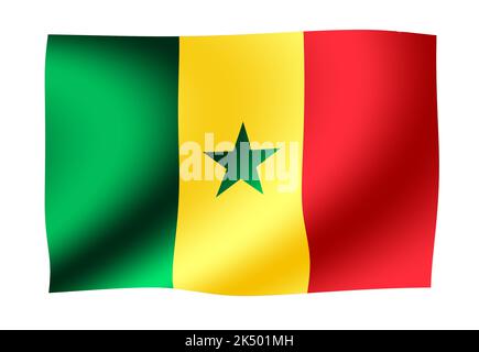 Illustrazione bandiera nazionale ondeggiante | Senegal Foto Stock