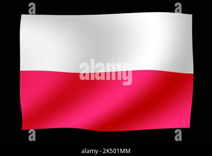 Illustrazione bandiera nazionale ondeggiante | Polonia Foto Stock