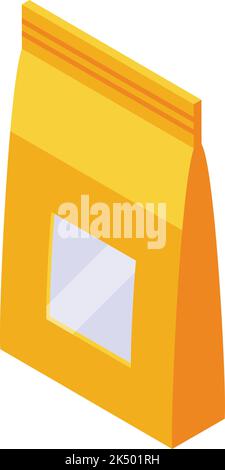 Snack pack icona vettore isometrico. Sacchetto per trucioli. Pacchetto caramelle Illustrazione Vettoriale