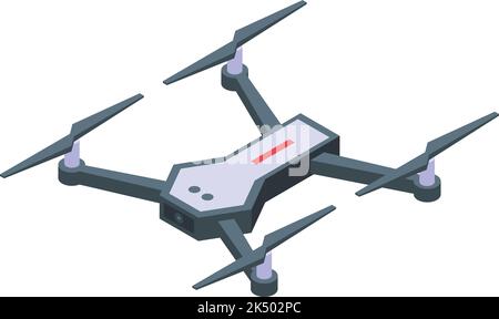 Icona del tour dei droni vettore isometrico. Video antenna. Progetto pilota futuro Illustrazione Vettoriale