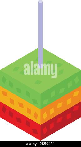 Cubo pinata messicano icona vettore isometrico. Partito del Messico. Festa carnevale Illustrazione Vettoriale
