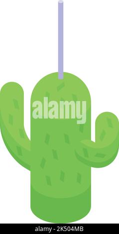 Messicano pinata verde cactus icona vettore isometrico. Partito del Messico. Caramelle carnevale Illustrazione Vettoriale