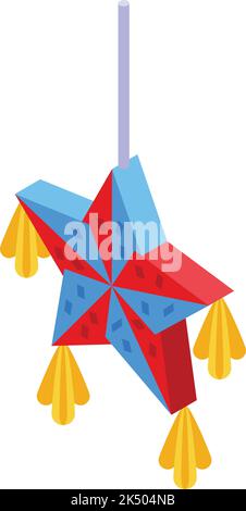 Stella pinata messicana icona vettore isometrico. Partito del Messico. Caramelle carnevale Illustrazione Vettoriale
